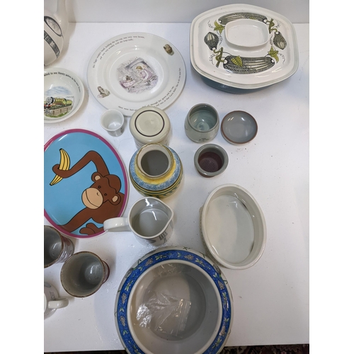 412 - A mixed lot of ceramics to include a Royal Doulton 'Bunnykins' breakfast set, a 'Port of Call' studi... 