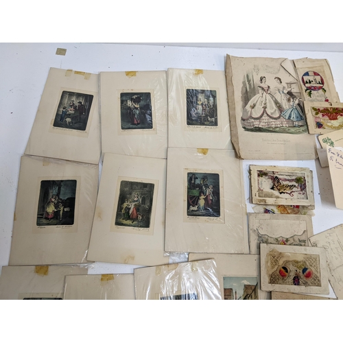 420 - A collection of vintage embroidered postcards dating from possibly the First World War, and a collec... 