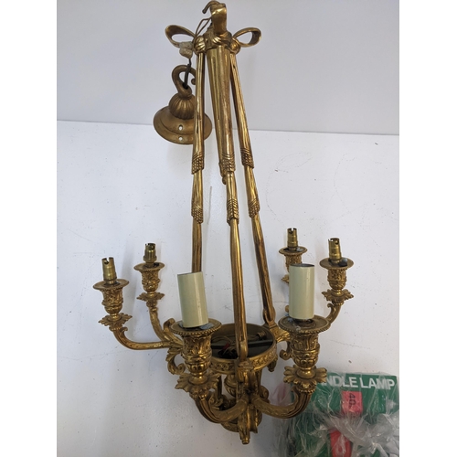 433 - A heavy cast brass chandelier with six branches
Location: SL UP
If there is no condition report, ple... 