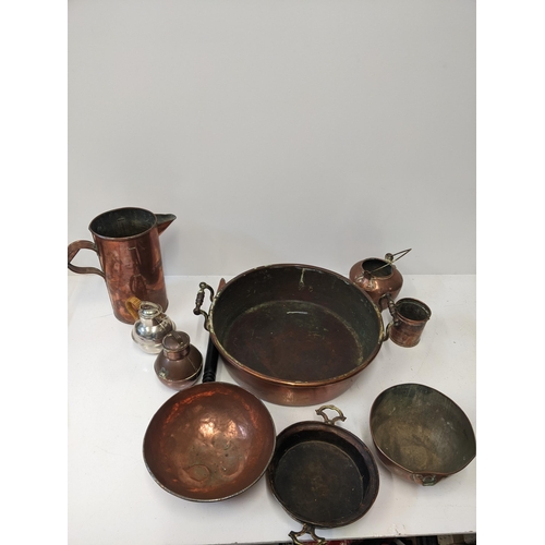 438 - Copper to include a preserve pan, chamber stick, jugs and other items
Location: GL
If there is no co... 