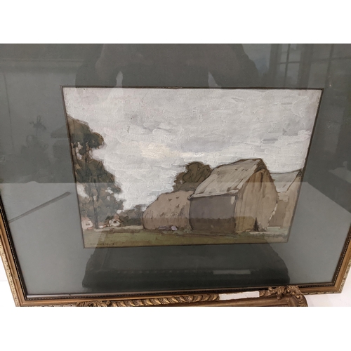 442 - Two paintings to include oil on canvas depicting a rural scene in a gilt frame signed 'David Payne' ... 