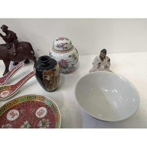 448 - A collection of oriental ceramics to include a Chinese famille rose pattern dinner set along with  a... 