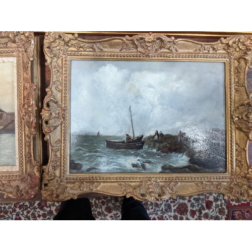 452 - Four paintings consisting of two 19th century British School examples to include one oil on board of... 