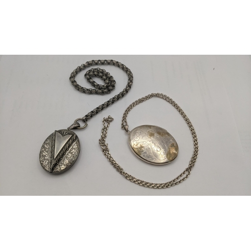 290 - A silver Victorian pendant locket on a decorative star engrave chain, together with sterling silver ... 