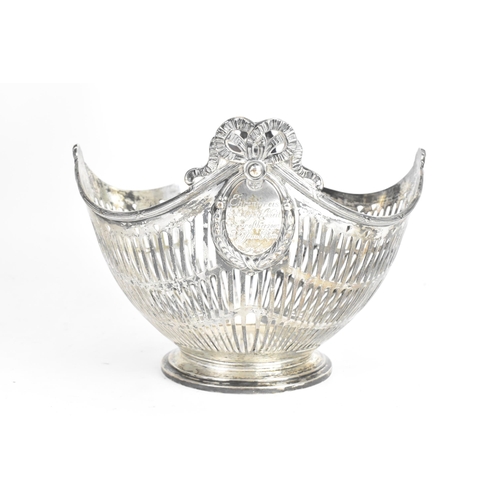 185 - A circa 1900 German 800 silver centre bowl, cast with ribbon motifs above two oval cartouches with p... 