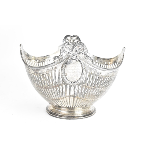 185 - A circa 1900 German 800 silver centre bowl, cast with ribbon motifs above two oval cartouches with p... 