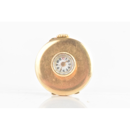 210 - An early 20th century Swiss 18ct yellow gold button hole / lapel watch, having a white enamel dial w... 