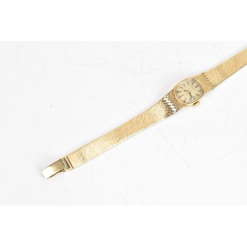 222 - A Bulova 9ct yellow gold ladies manual wind wristwatch, the gilt dial having baton markers, fitted w... 