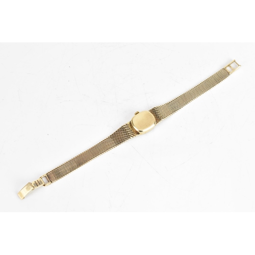 222 - A Bulova 9ct yellow gold ladies manual wind wristwatch, the gilt dial having baton markers, fitted w... 