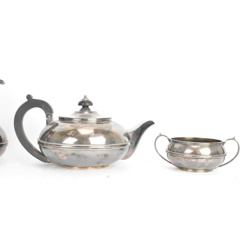 250 - A George VI silver four piece tea service, by Atkin Brothers, hallmarked Sheffield 1937 and 1939, th... 