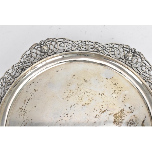 252 - An early 20th century Irish silver dish, makers mark worn, hallmarked Dublin 1912, having a pierced ... 