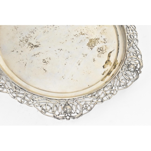 252 - An early 20th century Irish silver dish, makers mark worn, hallmarked Dublin 1912, having a pierced ... 