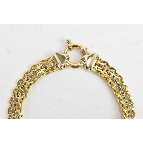 38 - An 18ct gold flat link chain necklace, having a bolt ring clasp, stamped 750, 18.5cm, 12 grams
If th... 