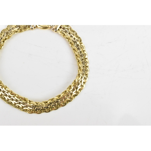 38 - An 18ct gold flat link chain necklace, having a bolt ring clasp, stamped 750, 18.5cm, 12 grams
If th... 