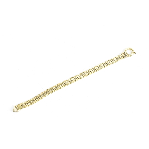 38 - An 18ct gold flat link chain necklace, having a bolt ring clasp, stamped 750, 18.5cm, 12 grams
If th... 