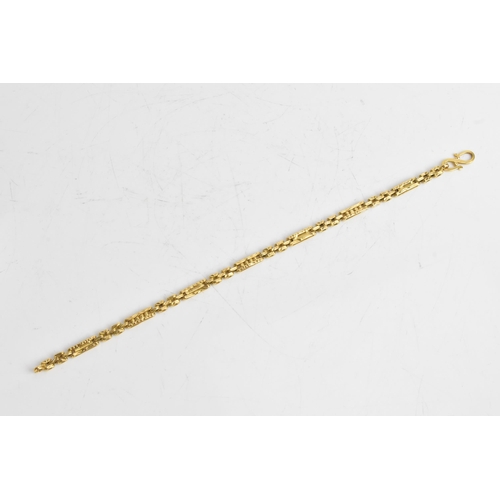 39 - A 22ct yellow gold bar link chain bracelet, having an S-hook clasp stamped 22c KDM, 19.5cm, 11.8 gra... 