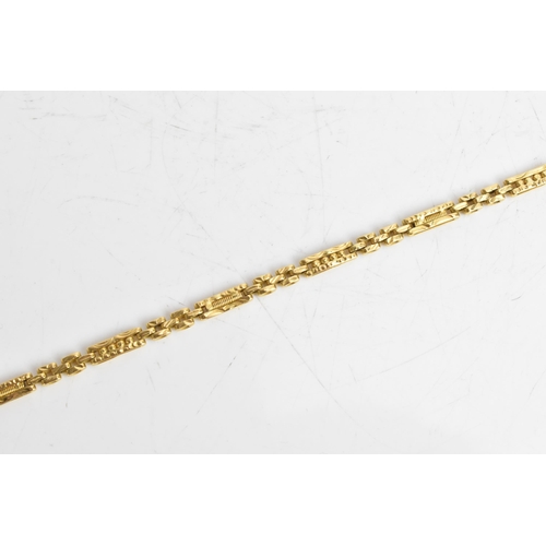 39 - A 22ct yellow gold bar link chain bracelet, having an S-hook clasp stamped 22c KDM, 19.5cm, 11.8 gra... 