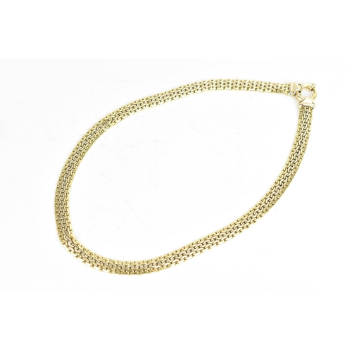 41 - An 18ct gold flat link chain necklace, having a bolt ring clasp, stamped 750, 43.5cm, 22.8 grams
If ... 