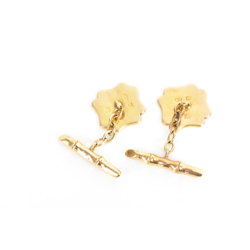 46 - A pair of circa 1900 Chinese 18ct gold cufflinks, possibly by Wing Nam and co, 1875-1920, each havin... 