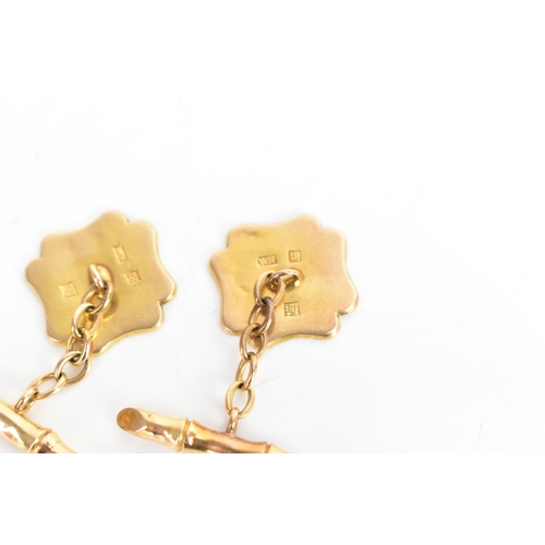 46 - A pair of circa 1900 Chinese 18ct gold cufflinks, possibly by Wing Nam and co, 1875-1920, each havin... 