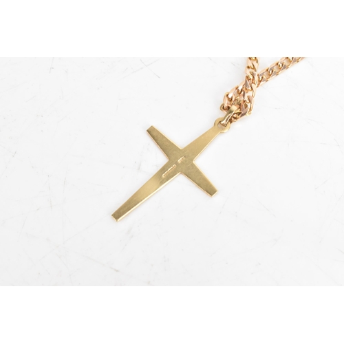 6 - A 9ct gold curb link chain necklace and 9ct gold cross pendant, the chain having a lobster clasp, st... 