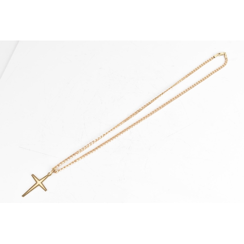 6 - A 9ct gold curb link chain necklace and 9ct gold cross pendant, the chain having a lobster clasp, st... 