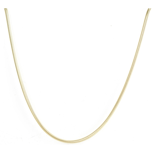 64 - A 9ct yellow gold snake chain link necklace, having a lobster clasp, stamped 9K, 41.5cm, 11.3 grams
... 