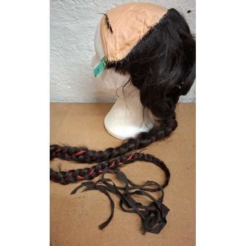 39 - A vintage Chinese Mandarin costume to include a real hair wig, reputedly worn in the 1920's by R.N T... 