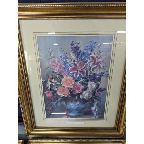 250 - After Albert Williams - a set of four still life studies of flowers prints 39cm x 29cm in glazed gil... 