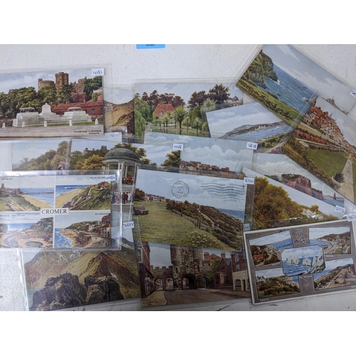 388 - Approximately 40 postcards, mostly loose and five postcards by A.R Quinton stuck on boards and other... 