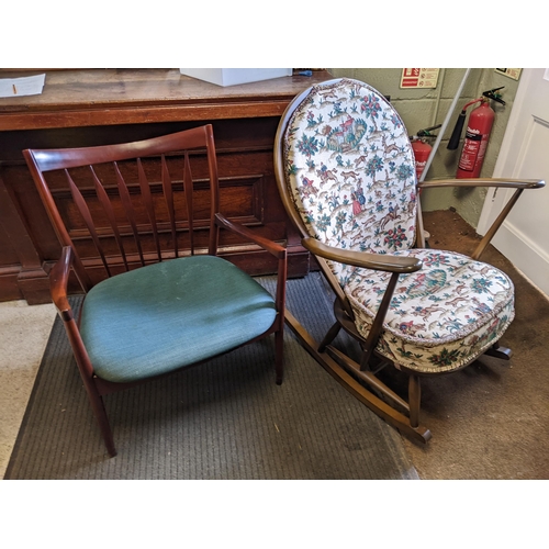 457 - An Ercol Windsor dark beech rocking chair and a Greeves Thomas mahogany armchair
Location: GR + GR
I... 