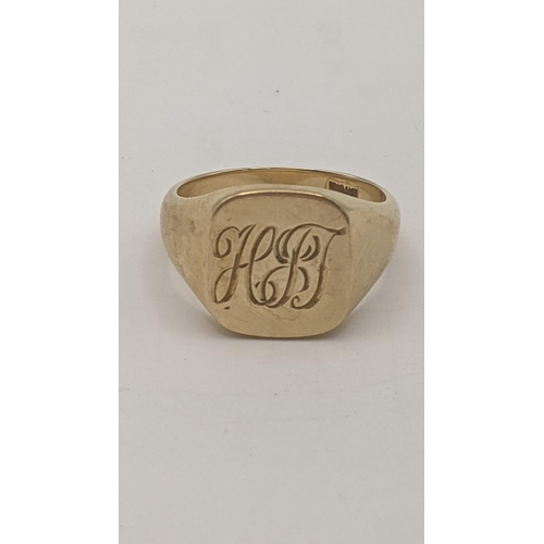 204 - A 9ct yellow gold signet ring with engraved initials 9.9g Location: RING 2
If there is no condition ... 