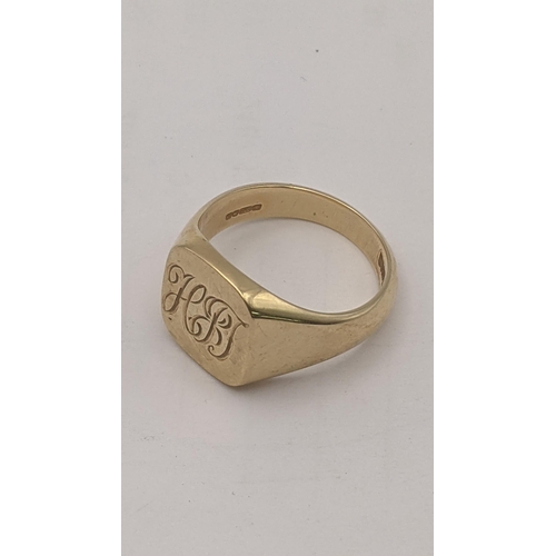 204 - A 9ct yellow gold signet ring with engraved initials 9.9g Location: RING 2
If there is no condition ... 