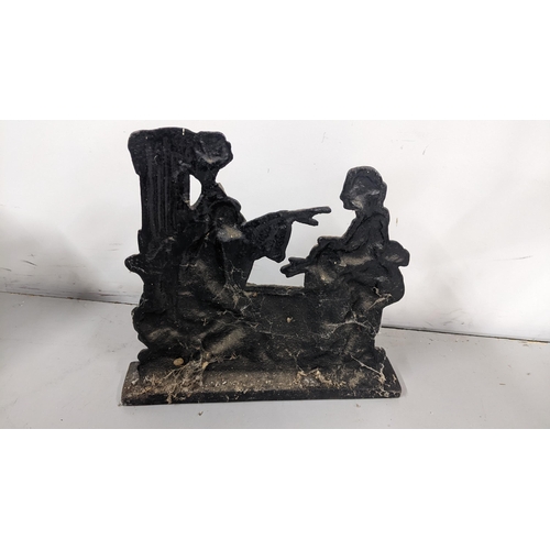 215 - A Victorian cast iron doorstop, modelled as Rebecca at the Well, 26.5cm h x 28.5cm w
Location: A1M
I... 