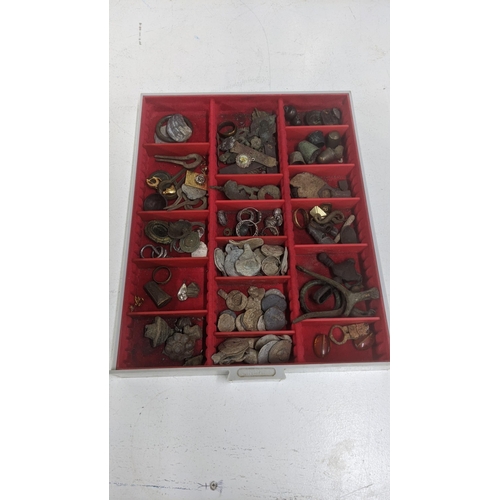 386 - A collection of metal detector finds to include silver jewellery, coinage and other items Location:S... 