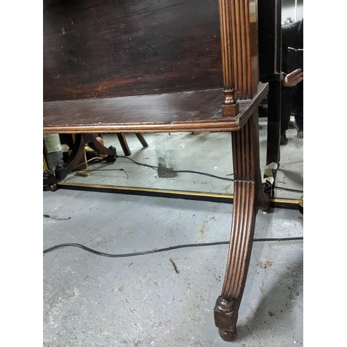 471 - 19th century mahogany Regency open bookcase, four shelves supported on reeded open columns, splayed ... 