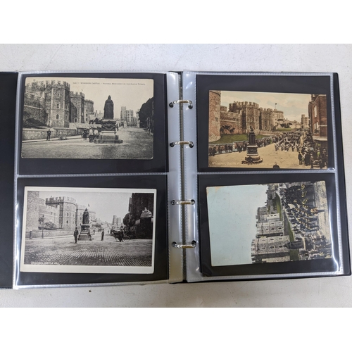 492 - Approximately 230 postcards displayed in four albums depicting scenes of Datchet and Windsor and oth... 