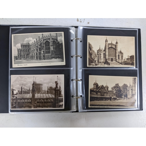 493 - Approximately 187 postcards displayed in three albums depicting Windsor Windsor Castle and St George... 