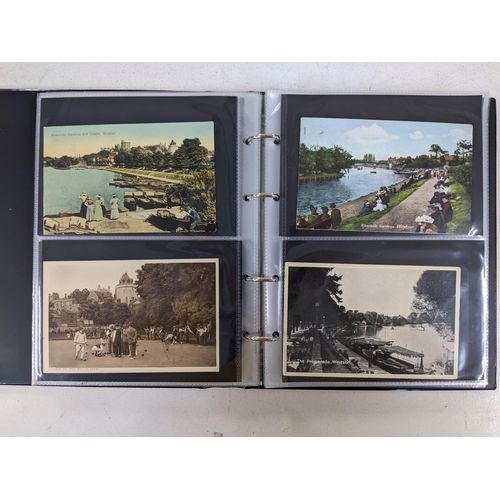 493 - Approximately 187 postcards displayed in three albums depicting Windsor Windsor Castle and St George... 