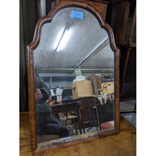 568 - Two early 20th century walnut veneered nests of three tables and a walnut framed strut dressing tabl... 