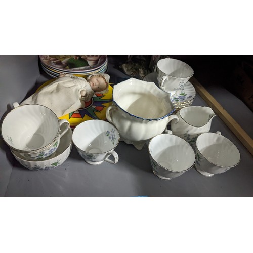 222 - A mixed lot of ceramics to include Adderley Forget-Me-Not part tea set, a Capodimonte figure of a ca... 