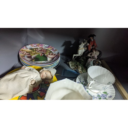 222 - A mixed lot of ceramics to include Adderley Forget-Me-Not part tea set, a Capodimonte figure of a ca... 