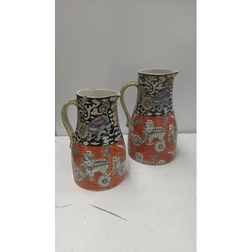 257 - Masons Ironstone to include Bandana pattern jugs circa 1840, china to include a pair of tureens on f... 