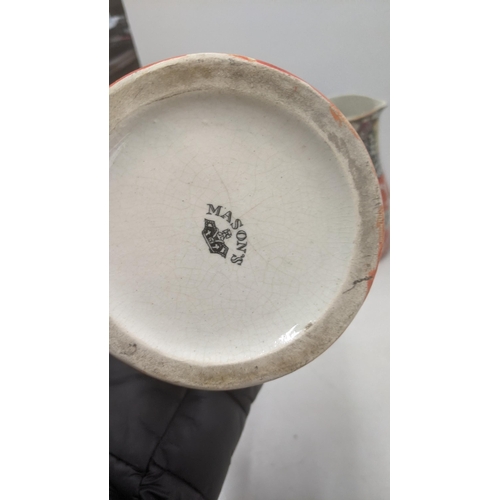 257 - Masons Ironstone to include Bandana pattern jugs circa 1840, china to include a pair of tureens on f... 