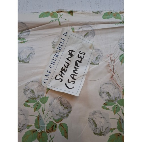 74 - Colefax & Fowler-A 1984 bolt of 'Bowood' cream chintz fabric A/F depicting wild white roses and gree... 