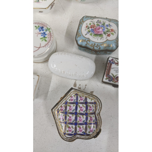 20 - A selection of 19th century later hand painted porcelain trinkets to include Limoges examples and ot... 