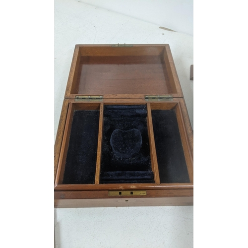 30 - A collection of 19th century and later wooden jewellery boxes and others together with a writing slo... 