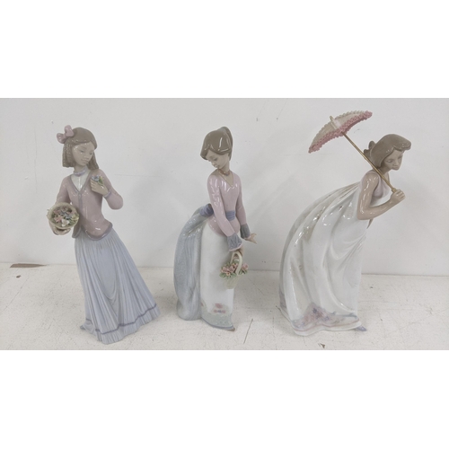 4 - Lladro figures to include 7644 Innocence in Bloom, 7622 Basket of Love, 7636 Afternoon Promenade A/F... 