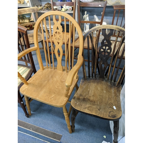 41 - A group of nine 19th century and later chairs to include a Regency style example with leather uphols... 