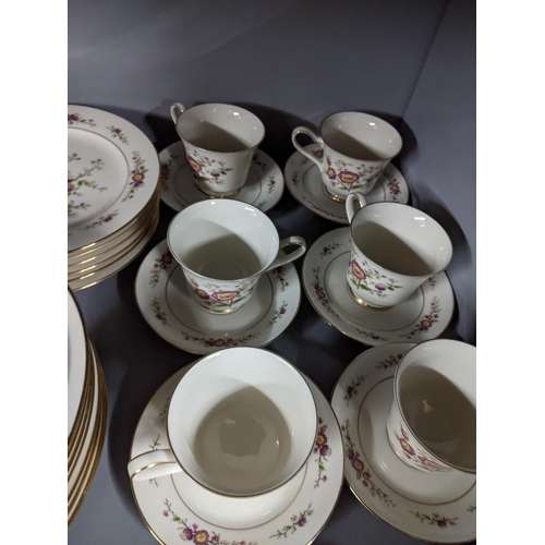 44 - A Noritake 'Asian Song' pattern part dinner service to include plates, side plates teacups and sauce... 